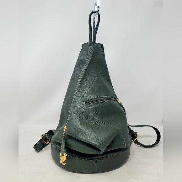 Loewe Handbags - Loewe Dark Green Backpack with Gold Details